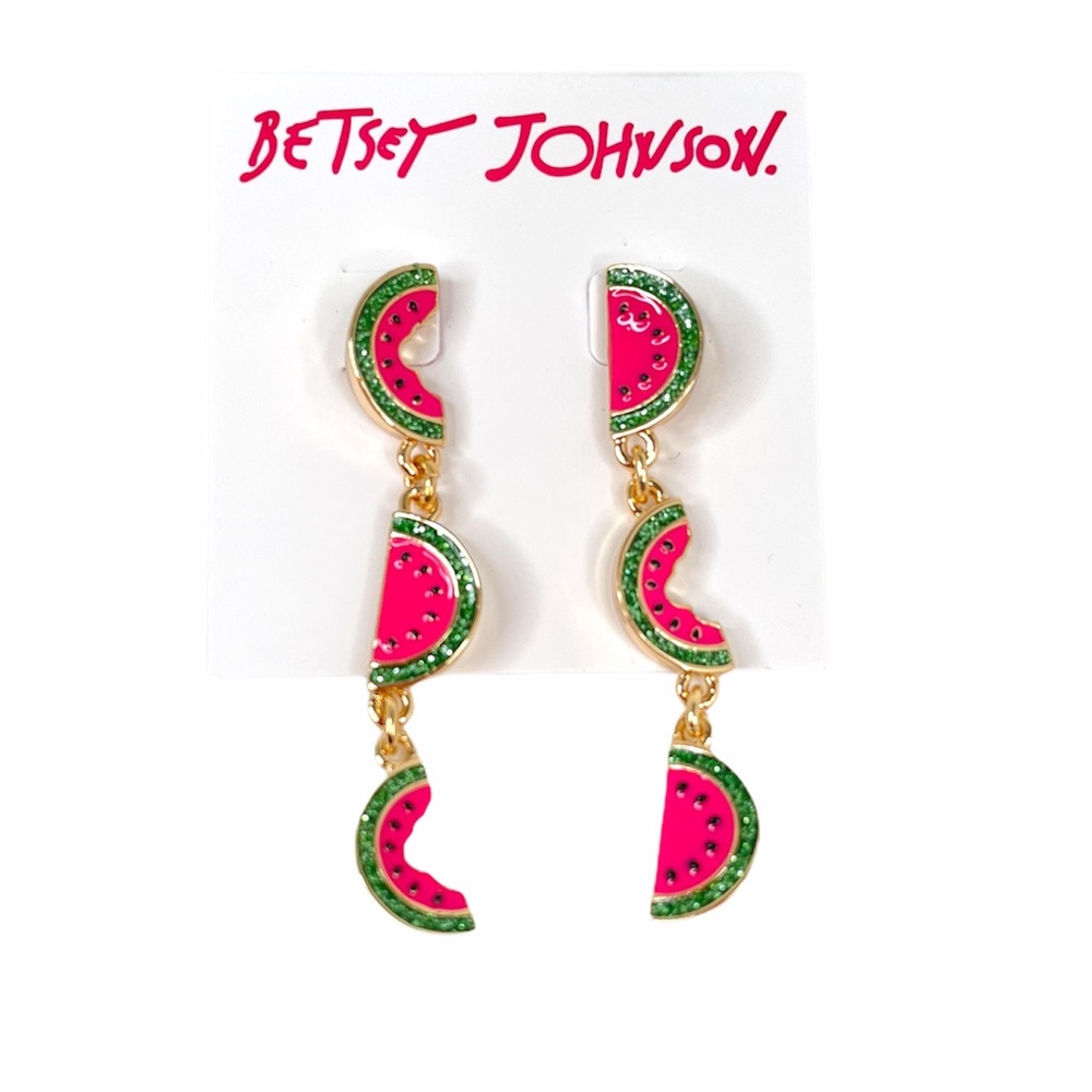 Betsey Johnson Mismatch Watermelon Earrings, Pink
